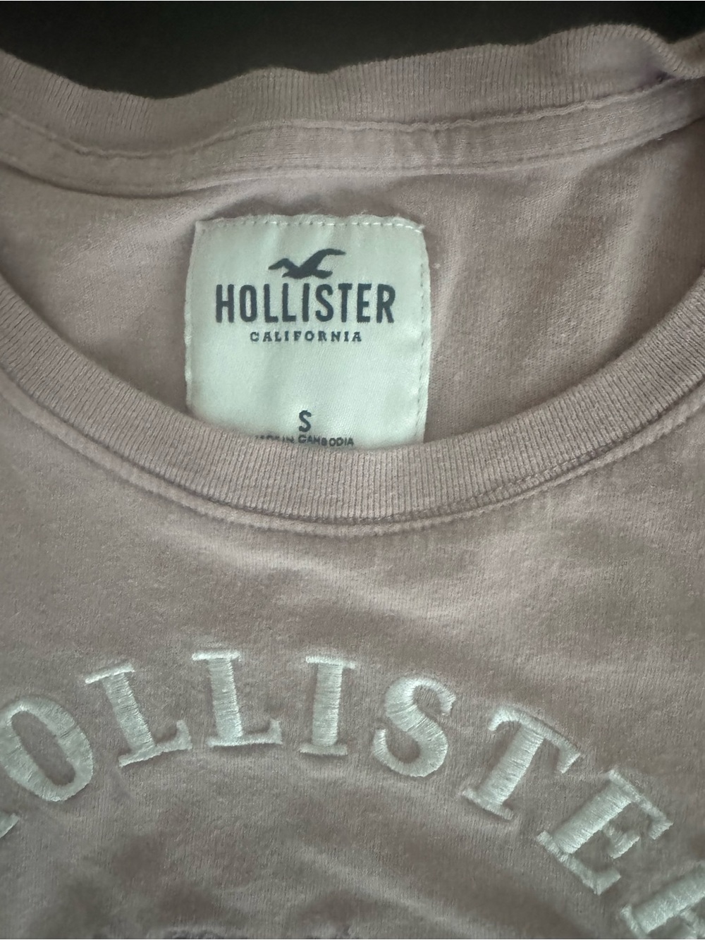 Hollister Soft Mauve Logo Tee with White Embroidered Seagull#Vintage